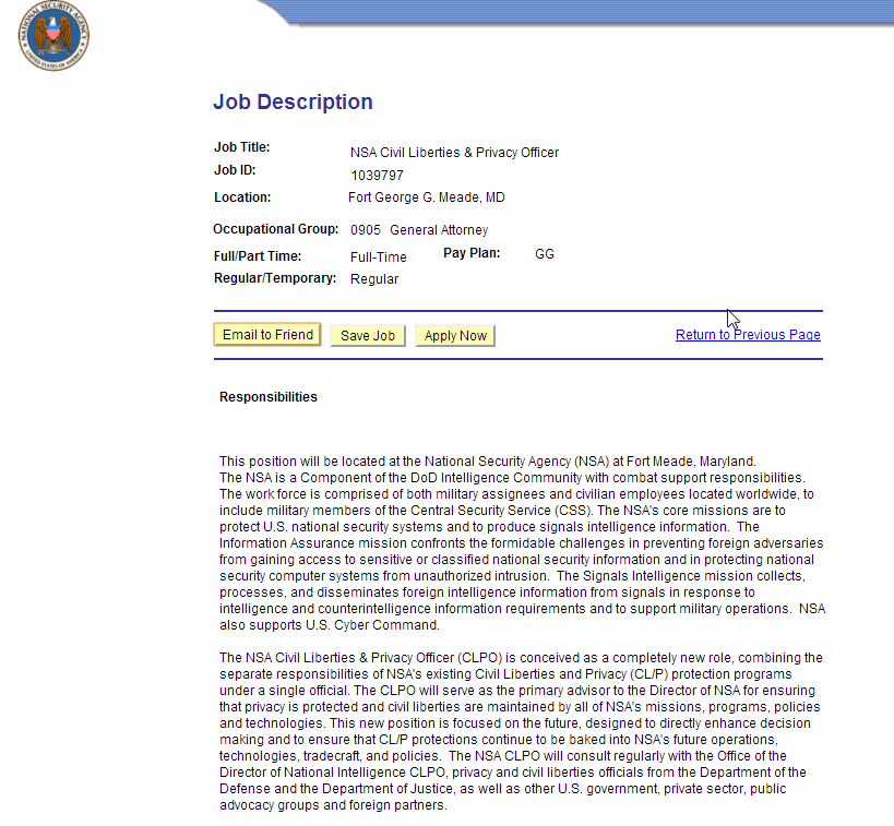 Traumjob: Datenschützer bei der NSA Traumjob: Datenschützer bei der NSA