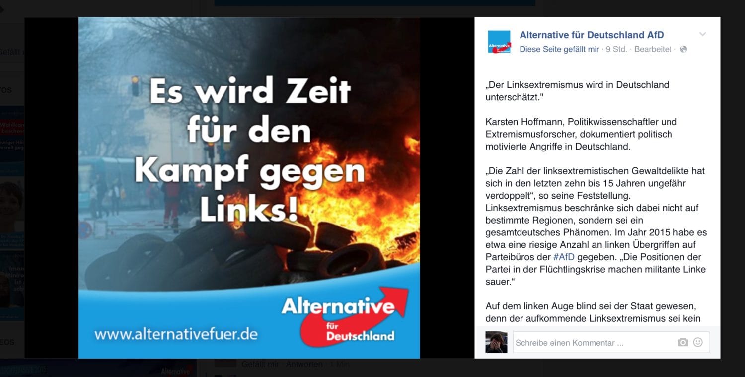 AfD: Es wird Zeit für den Kampf gegen Links! AfD: Es wird Zeit für den Kampf gegen Links!