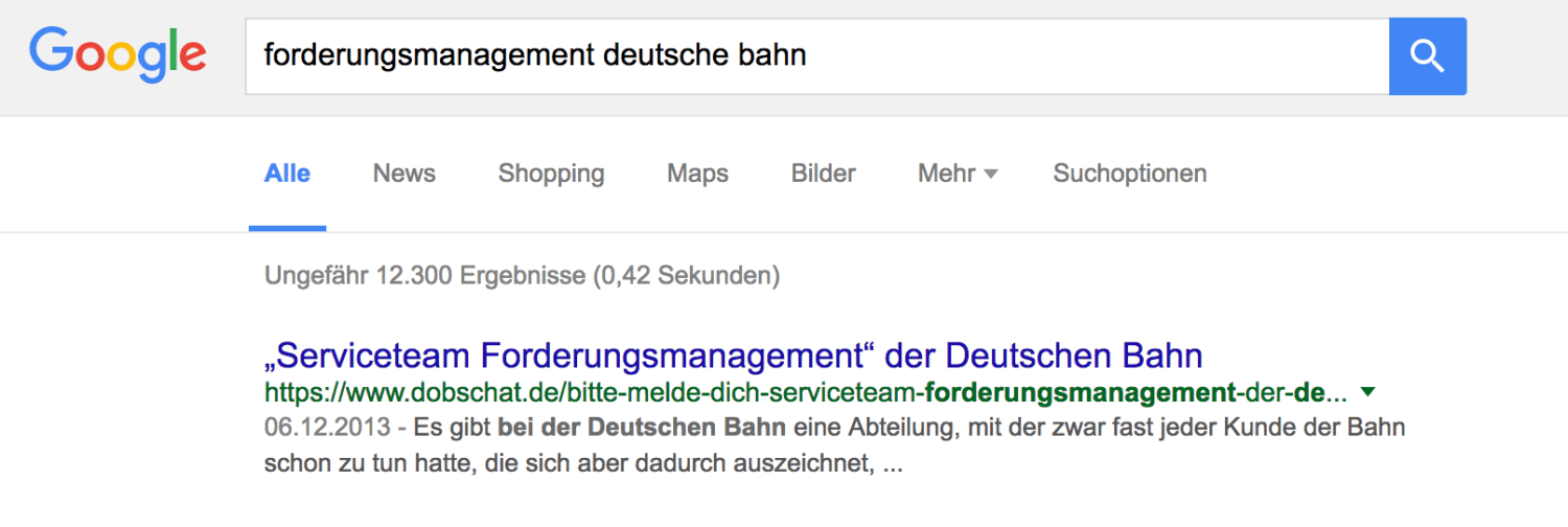 Ich bin nicht das Serviceteam Forderungsmanagement der Deutschen Bahn! Ich bin nicht das Serviceteam Forderungsmanagement der Deutschen Bahn!