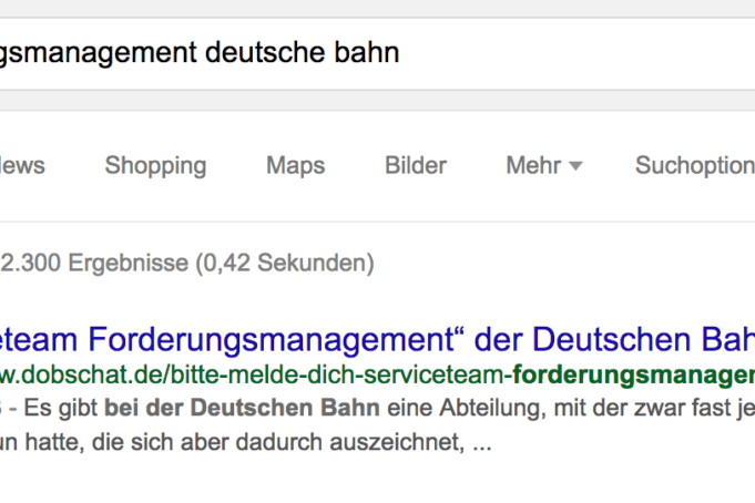 Ich bin nicht das Serviceteam Forderungsmanagement der Deutschen Bahn! Ich bin nicht das Serviceteam Forderungsmanagement der Deutschen Bahn!