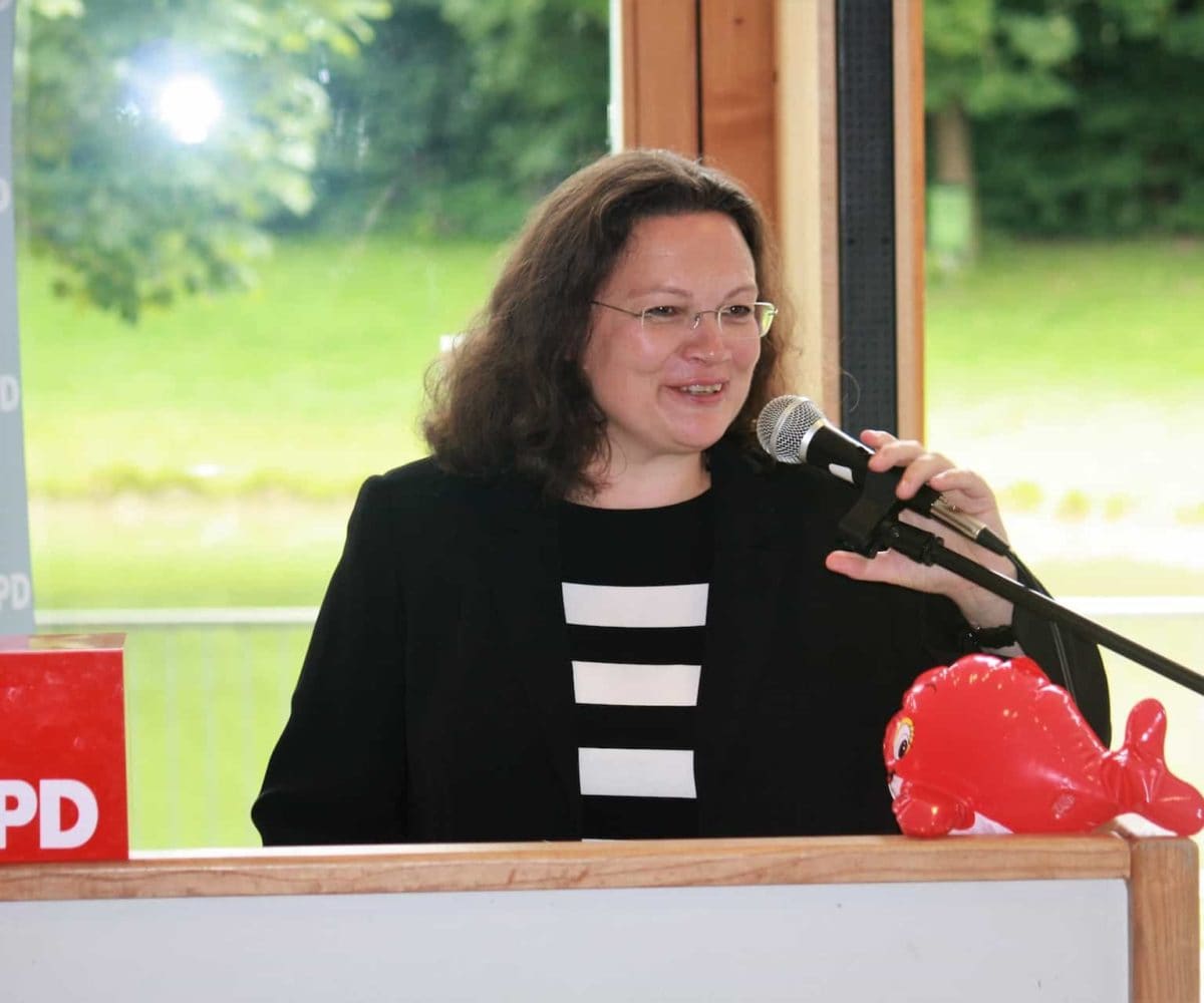 Andrea Nahles. Foto von J. Patrick Fischer - Eigenes Werk, CC-BY-SA 4.0, https://commons.wikimedia.org/w/index.php?curid=61513042