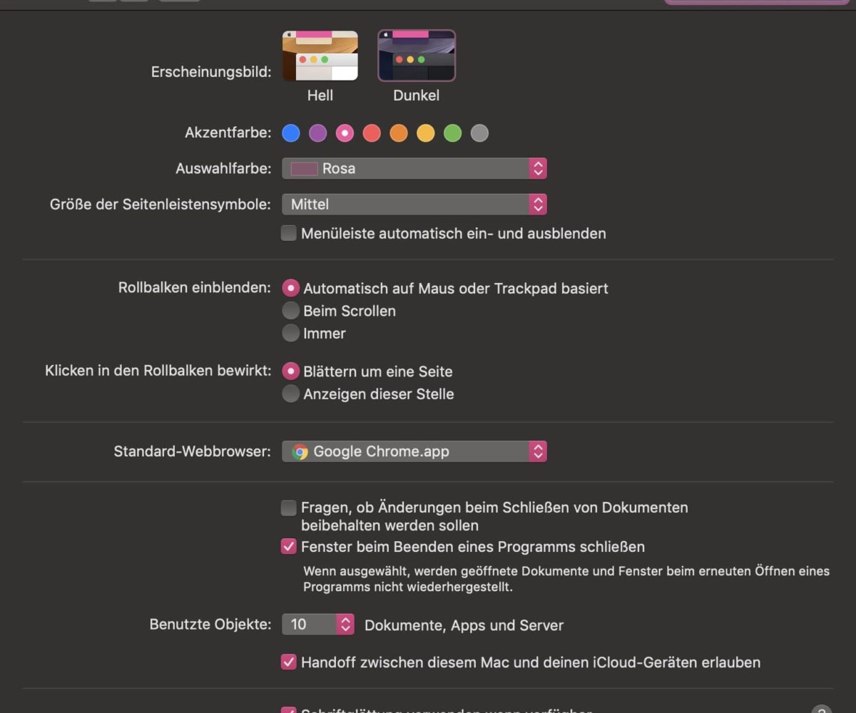 macOS Mojave Dark Mode und CSS