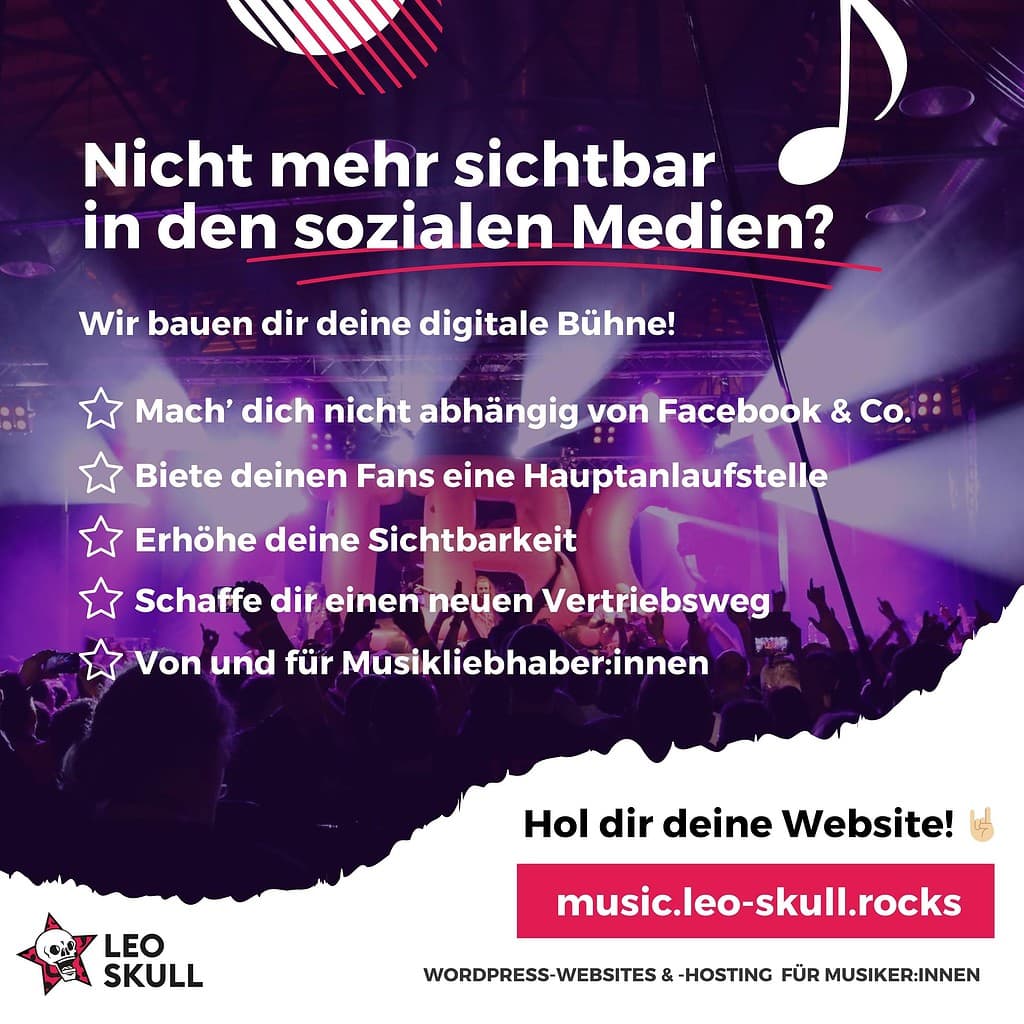 Websites für Musiker:innen und Bands von Leo Skull